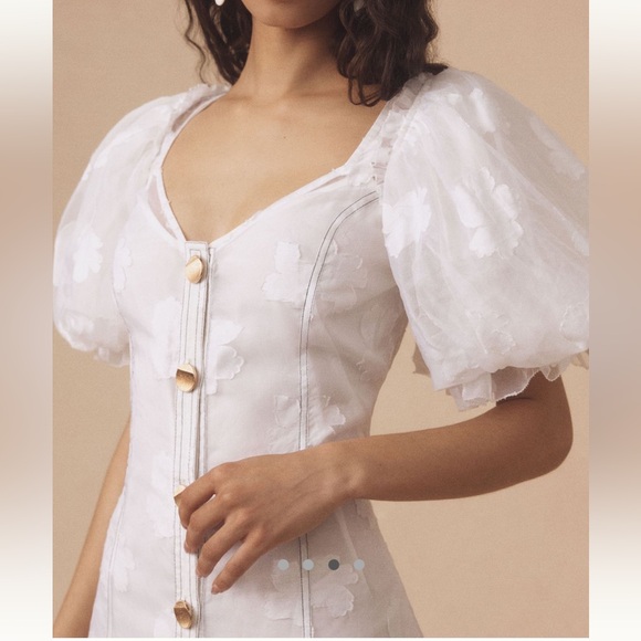 NWT Let Me Be (Anthropologie) puff-sleeved sheer midi dress - Picture 3 of 5